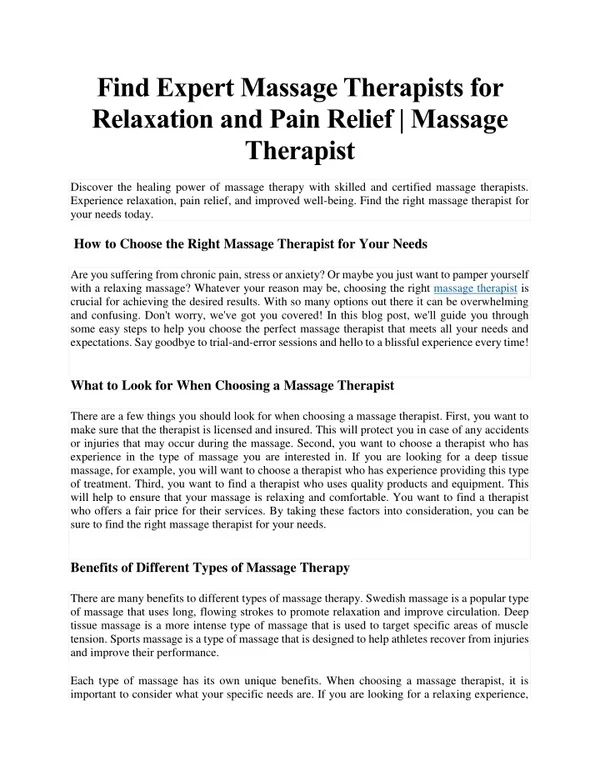 Demander ce dont vous avez besoin dans un massage thérapeutique Un guide pour obtenir la meilleure expertise Demander ce dont vous avez besoin dans un massage thérapeutique Un guide pour obtenir la meilleure expertise