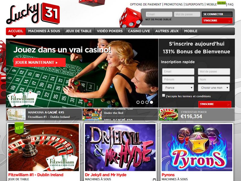 Avis sur le casino Lucky31